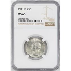 1941-D Washington Quarter Coin NGC MS65