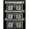 Image 1 : 1935A $1 Consecutive Hawaii Silver Certificates PMG 64EPQ
