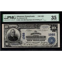1902 $10 Allentown National Bank Note PMG 35