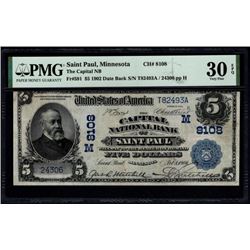 1902 $5 St Paul National Bank Note PMG 30EPQ