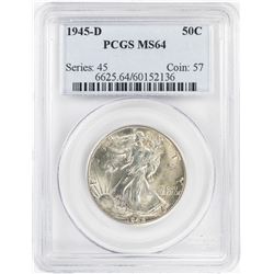 1945-D Walking Liberty Half Dollar Coin PCGS MS64