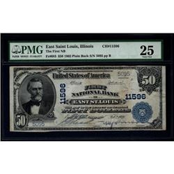 1902 $50 East St Louis National Bank Note PMG 25