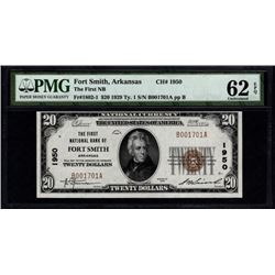 1929 $20 Fort Smith National Bank Note PMG 62EPQ
