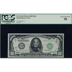 1934A $1000 Cleveland Federal Reserve Note PCGS 58