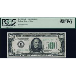 1934 $500 Cleveland Federal Reserve Note PCGS 58PPQ