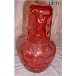 VINTAGE CRANBERRY 2-PC CARAFE W/ GLASS