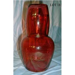 VINTAGE CRANBERRY FLASH  2-PC CARAFE W/