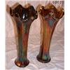 Image 1 : PAIR IRIDESCENT COBALT VASES