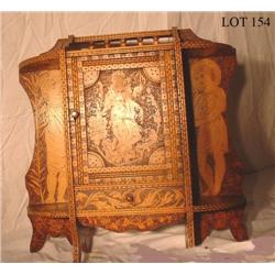 LATE 19TH C. BURN ART WALL CUPBOARD