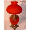 Image 1 : VICTORIAN RUBY GLASS BANQUET OIL LAMP