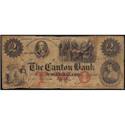1855 $2 The Canton Bank China, ME Obsolete Banknote