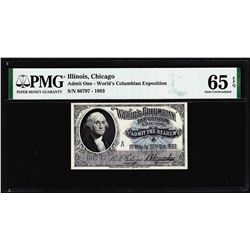 1893 World's Columbian Exposition Ticket Washington PMG Gem Uncirculated 65EPQ