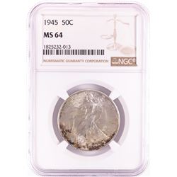 1945 Walking Liberty Half Dollar Coin NGC MS64