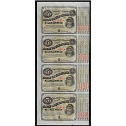 Uncut Sheet of (4) State of Louisiana Baby Bond Obsolete Notes