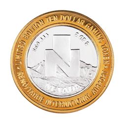.999 Silver Reno Tahoe International Airport $10 Casino Limited Edition Gaming Token