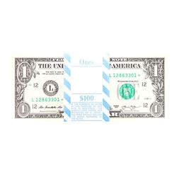 Pack of (100) Consecutive 2013 $1 Federal Reserve STAR Notes San Francisco