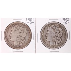 Lot of 1901-O & 1902-O $1 Morgan Silver Dollar Coins