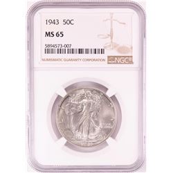 1943 Walking Liberty Half Dollar Coin NGC MS65