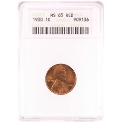 1930 Lincoln Wheat Cent Coin ANACS MS65RD