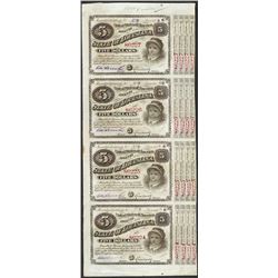 Uncut Sheet of (4) State of Louisiana Baby Bond Obsolete Notes