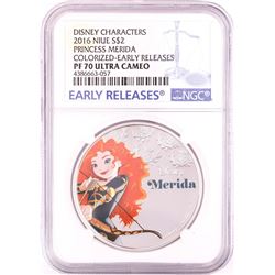 2016 Proof $2 Disney Princess Merida 1oz Silver Coin NGC PF70 Ultra Cameo