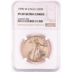 1990-W Proof $50 American Gold Eagle Coin NGC PF69 Ultra Cameo