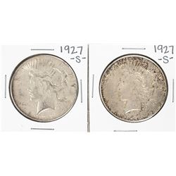 Lot of (2) 1927-S $1 Peace Silver Dollar Coins