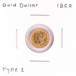 1852 $1 Type 1 Liberty Head Gold Coin