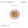 Image 1 : 1852 $1 Type 1 Liberty Head Gold Coin