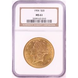 1904 $20 Liberty Head Double Eagle Gold Coin NGC MS61
