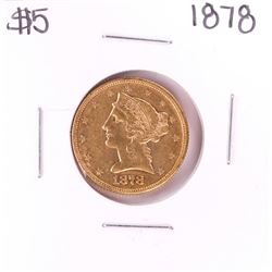 1878 $5 Liberty Head Half Eagle Gold Coin