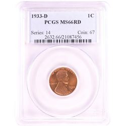 1933-D Lincoln Wheat Cent Coin PCGS MS66RD