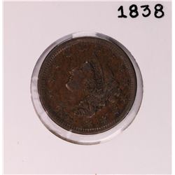 1838 Coronet Head Large Cent Coin