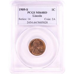 1909-S Lincoln Wheat Cent Coin PCGS MS64RD