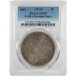 1893 VAM4 Doubled Stars $1 Morgan Silver Dollar Coin PCGS VF35