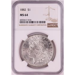 1882 $1 Morgan Silver Dollar Coin NGC MS64