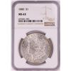 Image 1 : 1880 $1 Morgan Silver Dollar Coin NGC MS63