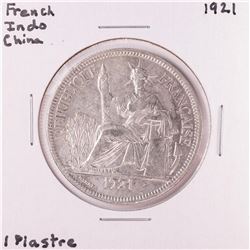 1921 French Indo China 1 Piastre Silver Coin