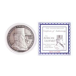The Silver Kruger African Leopard 1 oz Antique Silver Proof Round w/COA