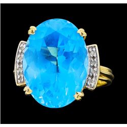 14KT Yellow Gold Ladies 15.80 ctw Blue Topaz and Diamond Ring