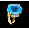 Image 4 : 14KT Yellow Gold Ladies 15.80 ctw Blue Topaz and Diamond Ring
