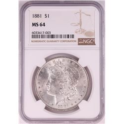 1881 $1 Morgan Silver Dollar Coin NGC MS64