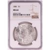 Image 1 : 1881 $1 Morgan Silver Dollar Coin NGC MS64