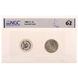 1881-S $1 Morgan Silver Dollar Coin with GSA Soft Pack NGC MS62