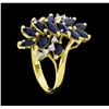 Image 4 : 14KT Yellow Gold Ladies 1.50 ctw Sapphire and Diamond Waterfall Ring