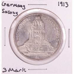 1913 Germany Saxony 3 Mark Silver Coin
