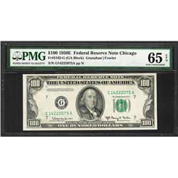 1950E $100 Federal Reserve Note Chicago Fr.2162-G PMG Gem Uncirculated 65EPQ