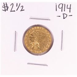 1914-D $2 1/2 Indian Head Quarter Eagle Gold Coin
