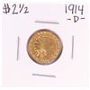 Image 1 : 1914-D $2 1/2 Indian Head Quarter Eagle Gold Coin