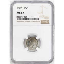 1963 Roosevelt Dime Coin NGC MS67